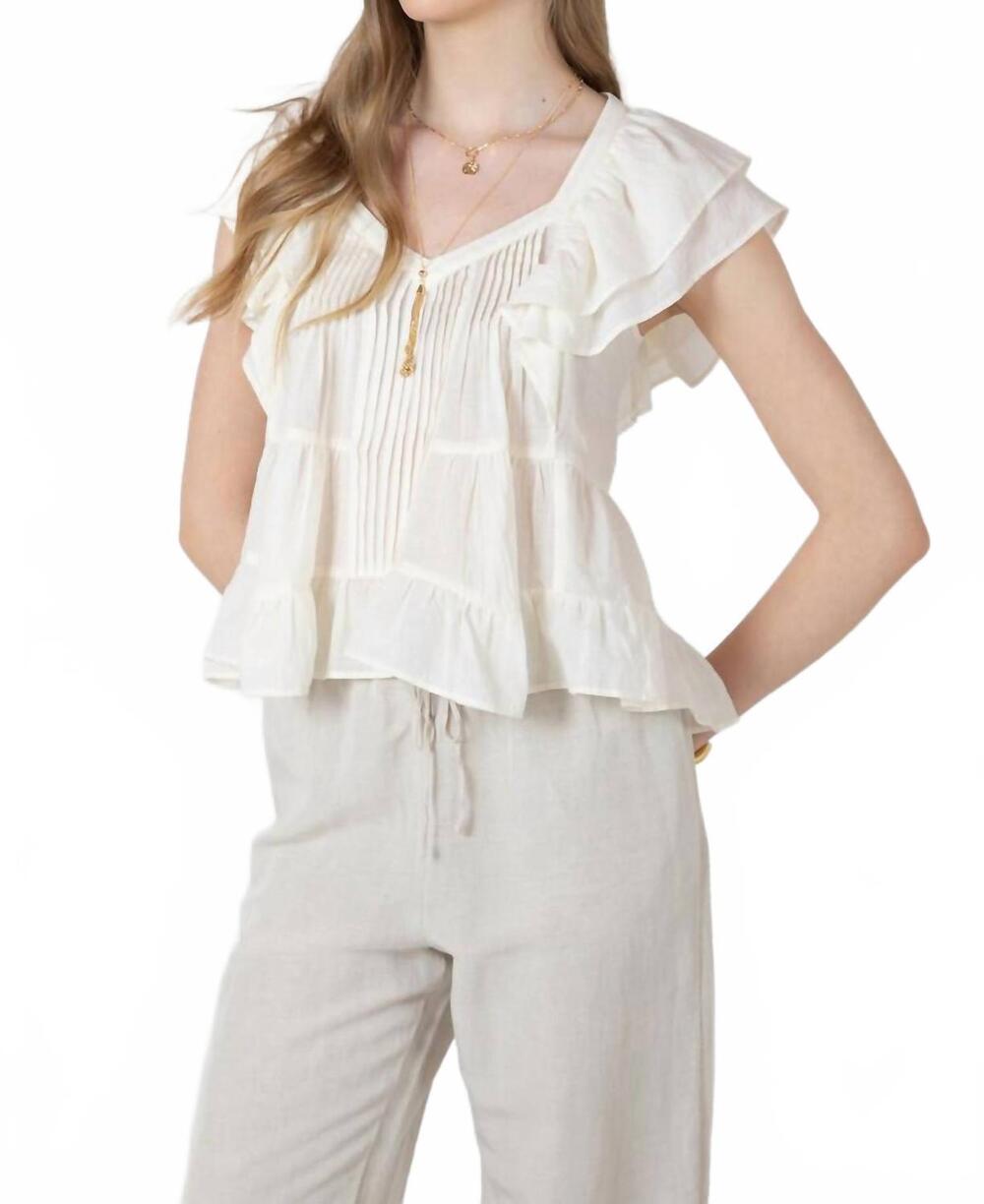 NEW DEX CLOTHING ruffle sleeves top in off white